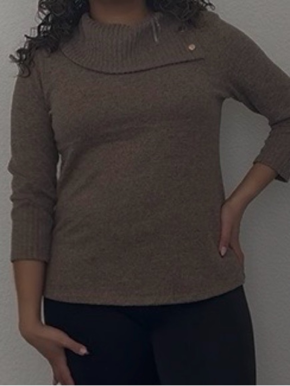 Light Brown Cowl Neck Sweater - Picture 3 of 5
